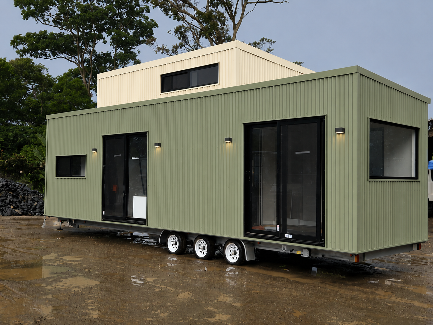 Sage & Brass 10m Tiny Home on Wheels — Ground Floor Bedroom + Loft