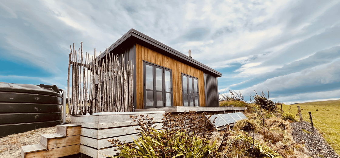 Custom cedar tiny home on a timber deck