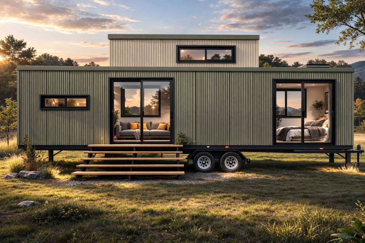 Sage & Brass 10m Tiny Home on Wheels — Ground Floor Bedroom + Loft - Image 1