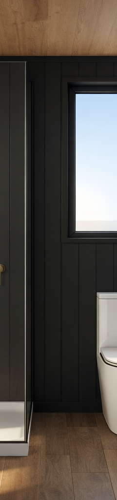Ebony & Ply Petite: 7.2m Tiny Home on Wheels — Matte Black VJ, Staircase & Queen Loft thumbnail 7