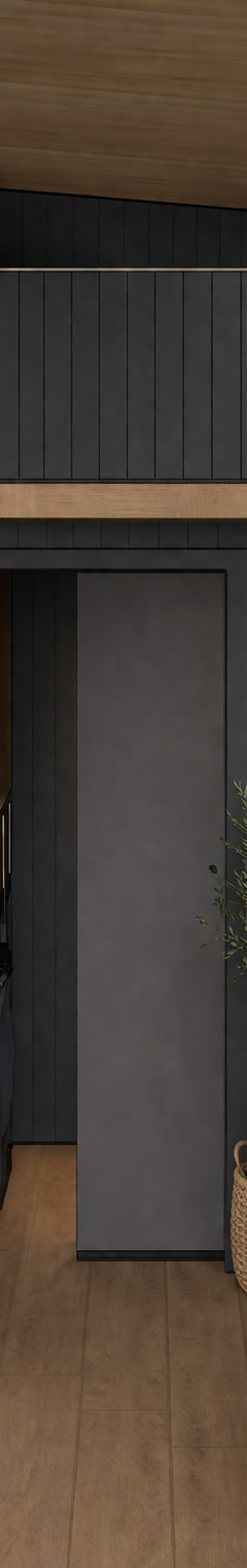 Ebony & Ply Petite: 7.2m Tiny Home on Wheels — Matte Black VJ, Staircase & Queen Loft thumbnail 4