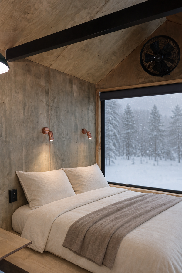 The Sub Zero Tiny Home — 6.5m All-Aluminium Tiny Home on Wheels, Snow-Rated to -10°C, NZ Wood Fireplace