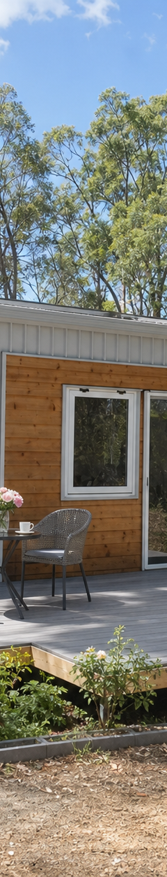 Cedar & Shale Off-Grid 9m Tiny Home on Wheels — Ground-Floor Bedroom, Gas Strut Window & White Goods thumbnail 15