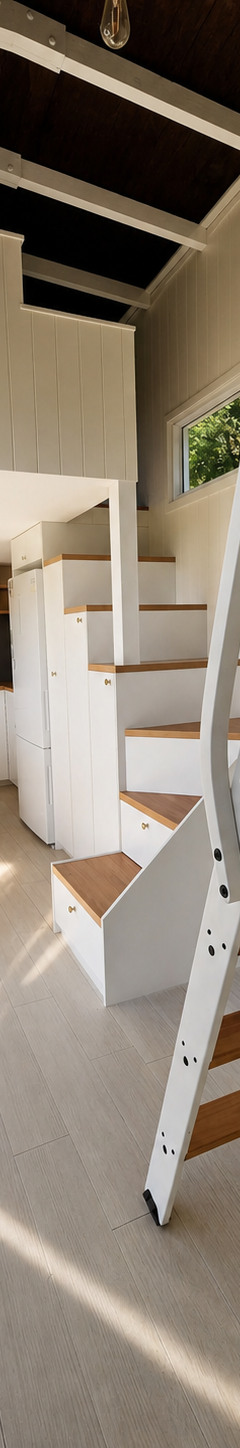 Evening Haze 8m Tiny Home on Wheels — Staircase Loft, Servery Window & Pull-Apart Deck thumbnail 2