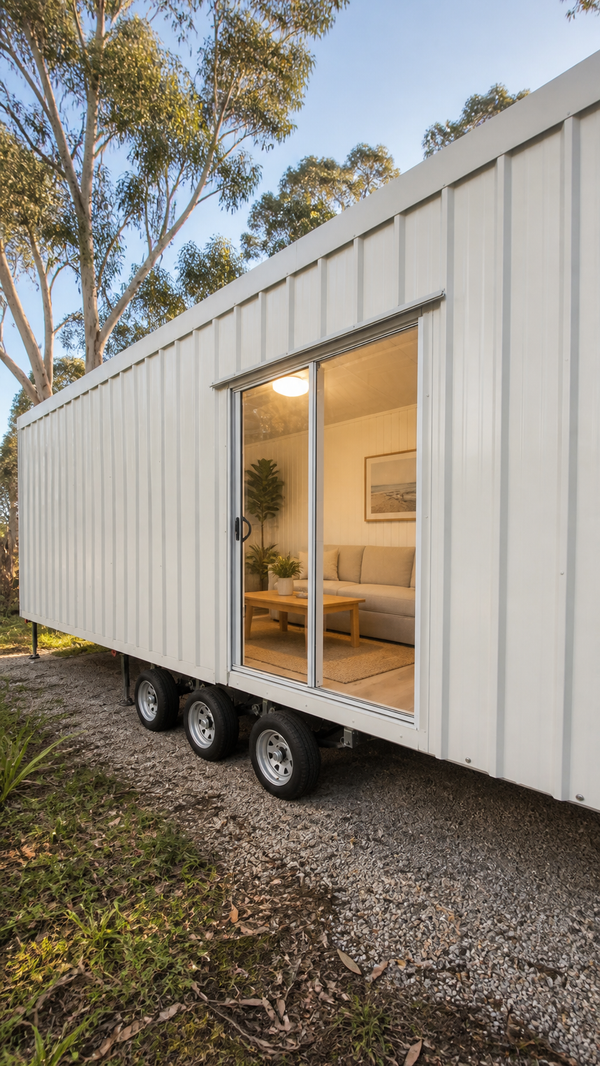 Brand New, Ready Now: 8m x 2.5m Single Level Tiny Home on Wheels, Tri-Axle and Road Ready