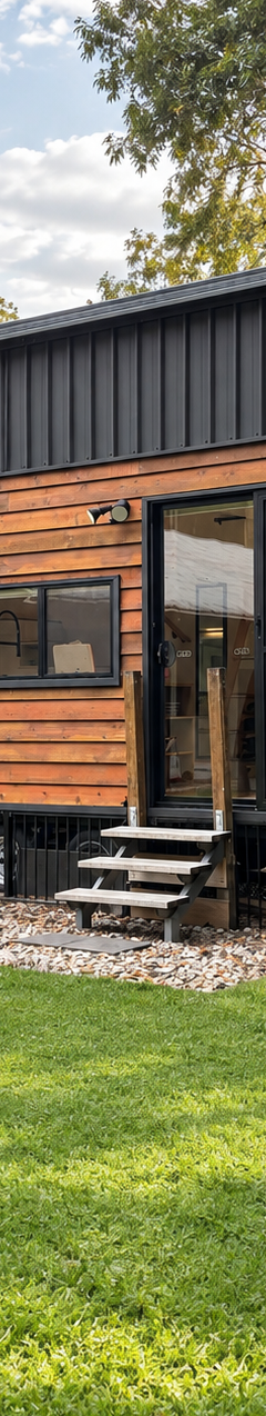 Shadowline & Cedar | 8.4m Dual Loft Tiny Home on Wheels — Storage Staircase, King Loft & Composting Toilet thumbnail 1
