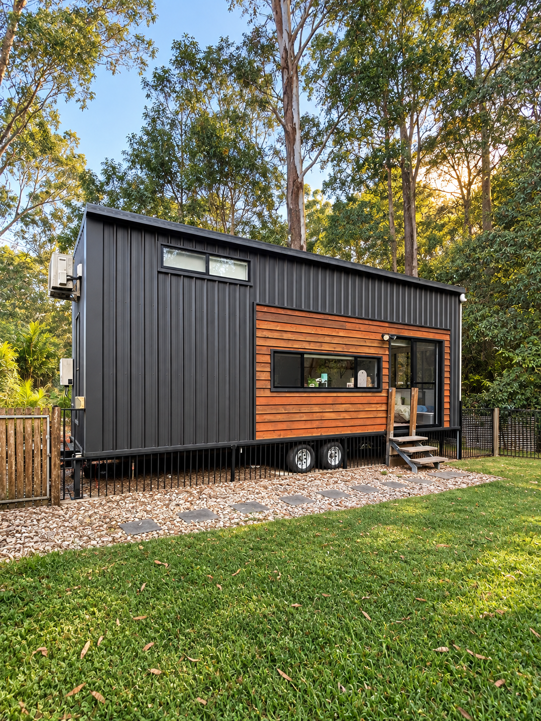 Inside a timber tiny home