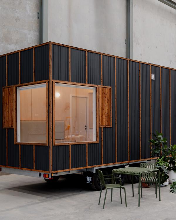 Weathertex & Cypress Batten 6m Tiny Home on Wheels: Double Glazed, Flushing Toilet & Velux Skylight